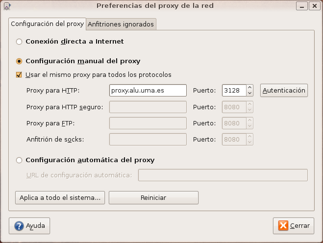 Configuración Proxy