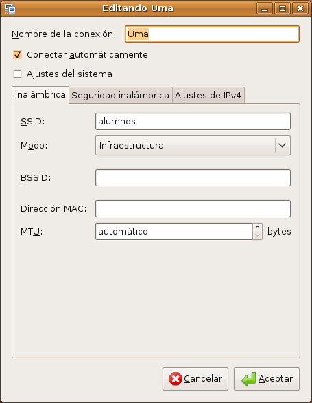 Configuración del SSID y Modo